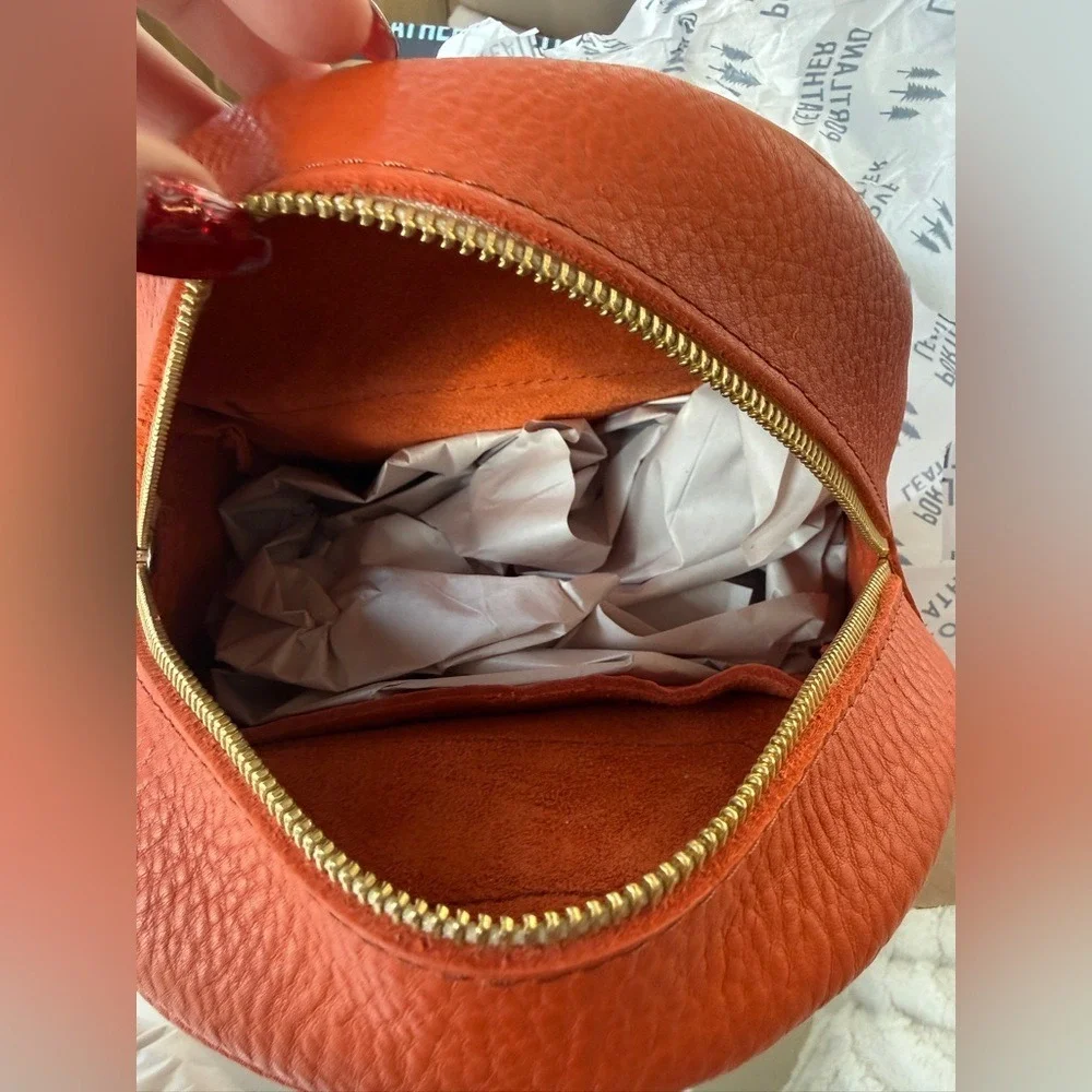 Portland‎ Leather Goods Mini Backpack Orange Pebbled Full Grain Leather Bag